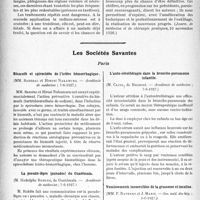 2293 - Page 2016 - Partie scientifique. L’actualité Scientifique. La Presse. Cancer de la langue [(Journ. de médecine et de chirurgie pratiques, 10 novembre 1926)] / Les Sociétés Savantes. Paris. Bismuth et spirochète de l’ictère hémorrhagique, (Académie de médecine ; 7-6-1927) / La pseudo-lèpre (punudos) du Guatémala, (Académie de médecine ; 7-6-1927) / L’auto-sérothérapie dans la broncho-pneumonie infantile, (Académie de médecine ; 7-6-1927) / Vomissements incoercibles de la grossesse et insuline, (Soc. méd. des hôp. ; 3-6-1927)