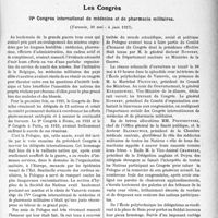 2296 - Page 2019 - Partie scientifique. L’actualité Scientifique. Les Sociétés Savantes. Montpellier. Société des sciences médicales et biologiques de Montpellier et du Languedoc méditerranéen. Fibrome de l’ovaire tordu / Les Congrès. IVe Congrès international de médecine et de pharmacie militaires, (Varsovie, 30 mai - 4 juin 1927)