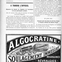 2331 - Page 2054-VIII - Dernières nouvelles. Naissances / Nécrologie [Mme Gillet] / A travers l'officiel. Ministère du travail, de l’hygiène, de l’assistance et de la prévoyance sociale / Concours pour une place de chef de clinique à l’hospice national des Quinze-Vingts