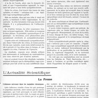 2344 - Page 2067 - Partie scientifique. Travaux Originaux. Clinique médicale des enfants, (Hôpital des Enfants-Malades)', M. le professeur Nobécourt. Asthme et holo-sympathique, par le docteur Roger André / L’Actualité Scientifique. La Presse. L’influence nerveuse dans les maladies chroniques [(Journal des Praticiens, 1er janvier 1927)]