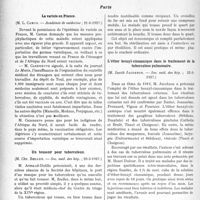 2347 - Page 2070 - Partie scientifique. L’Actualité Scientifique. La Presse. Le traitement médical des sténoses pyloriques d’origine ulcéreuse [(Paris médical, 25 décembre 1926)] / Les Sociétés Savantes. Paris. La variole en France, (Académie de médecine ; 21-6-1927) / Un toussoir pour tuberculeux, (Soc. méd. des hôp. ; 20-5-1927) / L’éther benzyl-cinnamique dans le traitement de la tuberculose pulmonaire, (Soc. méd. des hôp. ; 25-3-1927) / Traitement de l’asthme et du coryza spasmodique par laroentgenthérapie, (Soc. méd. des hop. ; 1-4-1927)
