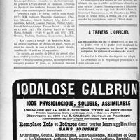 2379 - Page 2102-VIII - Dernières nouvelles. La « Revue de Psychanalyse » / Médecins électro-radiologistes / Les « cures à forfait » de Brides-les-Bains / A travers l'officiel. Loi modifiant les lois des 15 juillet 1922, 30 juin 1924, 11 juillet 1925 et 15 juillet 1926 instituant des allocations temporaires en faveur de certaines catégories de victimes d’accidents du travail