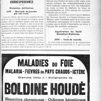 2424 - Page XLIX-2147 - Jurisprudence. Accidents du travail. — Hôspitalisation dans une maison de santé / Correspondance. Pensions militaires. Demande de pension par une veuve / Application du Tarif Durafour-Fallières. Visite de contrôle