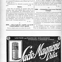 2425 - Page 2148-L - Correspondance. Application du Tarif Durafour-Fallières. Visite de contrôle / II n’y a pas de " cumul " en cas de 2 interventions à tarif spécial / Extirpation sous écran d’un corps étranger
