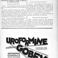 2440 - Page XI-2163 - A travers l'officiel. Enseignement de la médecine / Transformation d’emplois à la faculté de médecine de l’Université de Paris / Soins aux pensionnés de guerre