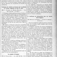 2458 - Page 2181 - Partie scientifique. L’Actualité Scientifique. Les Sociétés Savantes. Paris. La réaction de Botelho dans les cancers de l’appareil digestif, (Académie de médecine ; 5-7-1927) / Traitement de l’anémie pernicieuse par la méthode de Whipple (ingestion de foie de veau), (Soc. méd. des hôp. ; 8-7-1927) / La maladie de Buerger, (Soc. méd. des hôp. ; 11-3-1927) / Le traitement des adénopathies dans les cancers bucco-linguaux, (Société de chirurgie ; 23-51-927)