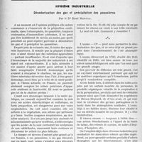 2467 - Page 2190 - Partie professionnelle. Travaux Originaux. Hygiène industrielle. Désodorisation des gaz et précipitation des poussières, par le Dr. René Martial