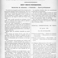 2469 - Page 2192 - Partie professionnelle. Travaux Originaux. Hygiène industrielle. Désodorisation des gaz et précipitation des poussières, par le Dr. René Martial / Droit médico-professionnel. Déclaration de naissance. — Infanticide. — Secret professionnel [Dr. Paul Boudin]
