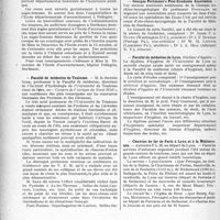 2537 - Page 2260 - Partie professionnelle. Reportage professionnel. Nouvelles et Informations. Ecole départementale d’accouchement Pellegrin de Bordeaux / Faculté de médecine de Toulouse / Georges Portmann’s Post-Graduate Association / Faculté de médecine de Lyon / Chemins de fer de Paris à Lyon et à la Méditerranée