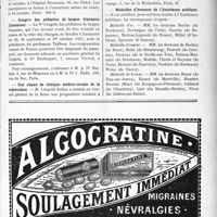 2552 - Page VII-2275 - Dernières nouvelles. Faculté de médecine de Paris / Hôpital Broussais / Congrès des pédiatres de langue française (Lausanne) / Une chaire de clinique médico-sociale de la tuberculose / Hôpitaux de Paris. Prix de l’internat / Excursion des médecins français en Tchécoslovaquie / Médailles d’honneur de l’Assistance publique