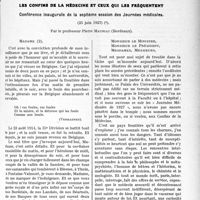 2574 - Page 2297 - Partie professionnelle. Travaux Originaux. Les confins de la médecine et ceux qui les fréquentent. Conférence inaugurale de la septième session des Journées médicales, par le professeur Pierre Mauriac
