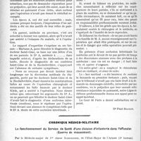 2583 - Page 2306 - Partie professionnelle. Travaux Originaux. Jurisprudence. Responsabilité professionnelle opposée à la demande de paiement d’honoraires chirurgicaux [Dr. Paul Boudin] / Chronique médico-militaire. Le fonctionnement du Service de Santé d’une division d’infanterie dans l’offensive (Guerre de mouvement), par le Médecin-major de 1er classe Schneider