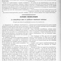 2612 - Page 2335 - Partie scientifique. Travaux Originaux. Morphologie clinique. Les malformations costales, par le Dr. Louis Dubreuil-Chambardel. Les côtes en anneau / Clinique neurologique. Le sympathique dans le coefficient réactionnel individuel, d’après une leçon du professeur Laignel-Lavastine