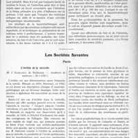 2616 - Page 2339 - Partie scientifique. L’Actualité Scientifique. La Presse. A propos de la bactériothérapie de quelques infections communes [(La Presse médicale, 8 décembre 1926)] / Les Sociétés Savantes. Paris. L’orchite de la varicelle, (Académie de médecine ; 26-7-1927) / Le B. C. G. a-t-il une innocuité absolue ?, (Académie de médecine ; 26-7-1927)