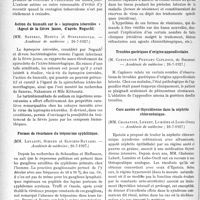 2617 - Page 2340 - Partie scientifique. L’Actualité Scientifique. Les Sociétés Savantes. Paris. Le B. C. G. a-t-il une innocuité absolue ?, (Académie de médecine ; 26-7-1927) / Action du bismuth sur le « leptospira icteroides », (Académie de médecine ; 26-7-1927) / Formes de résistance du tréponème syphilitique, (Académie de médecine ; 26-7-1927) / Troubles gastriques d’origine appendiculaire, (Académie de médecine ; 26-7-1927) / Cure azotée et thyroïdienne dans la néphrite chlorurémique, (Académie de médecine ; 26-7-1927)