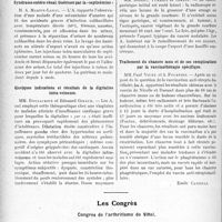 2619 - Page 2342 - Partie scientifique. L’Actualité Scientifique. Les Sociétés Savantes. Marseille. Comité médical des Bouches-du-Rhône. Un cas de tuberculose généralisée chez un enfant assisté, de cause inexpliquée / Syndrome entéro-rénal. Guérison par la «septicémine » / Quelques indications et résultats de la digitaline intra-veineuse / Cancer végétant de la grande courbure avec cancer secondaire du foie / Traitement du chancre mou et de ses complications par la vaccinothérapie spécifique / Les Congrès. Congrès de l’arthritisme de Vittel