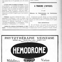2658 - Page VII-2381 - Dernières Nouvelles. Cours de perfectionnement de prothèse dentaire / Hôpitaux de Lyon / La lutte contre la maladie du sommeil / Bordeaux / Syndicat des médecins électrologistes et radiologistes / A travers l'officiel. Médecins de l’Administration des Contributions indirectes / Lutte anticancéreuse