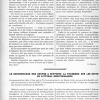 2695 - Page 2418 - Partie professionnelle. Travaux Originaux. Les assurances sociales au senat. Rapport pour l’Assemblée Générale du Syndicat des chirurgiens Français, par le Dr. G. Renon / Le goudronnage des routes a supprimé la poussière sur les routes du littoral méditerranéen