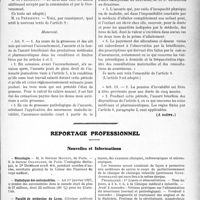 2758 - Page 2481 - Partie professionnelle. Comptes rendus, documents, pièces officielles. Les assurances sociales devant le sénat, Suite des Débats / Reportage professionnel. Nouvelles et Informations. Nécrologie [Docteur Mougin, Docteur Delefosse] / Statistique des automobiles / Faculté de médecine de Lyon