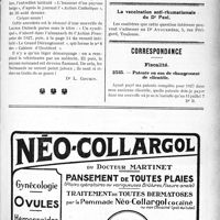 2762 - Page XLIX-2485 - Droit médico-professionnel. Le médecin a Droit à la prorogation pour le garage de son automobile / L’humour d'un paysan belge / Bains de mer chauds / La vaccination anti-rhumatismale du Dr. Paul / Correspondance. Fiscalité. Patente en cas de changement de clientèle