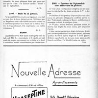 2766 - Page LIII-2489 - Correspondance. Fiscalité. Taxe sur deux voitures ne circulant pas simultanément / Base de la patente / Application du Tarif Durafour-Fallières. Fracture de l’épicondyle avec adhérence du périoste