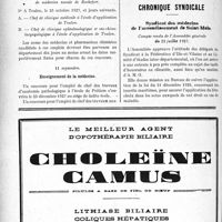 2775 - Page 2498-VIII - A travers l'officiel. Service de santé de la Marine / Enseignement de la médicine / Chronique syndicale. Syndicat des médecins de l’arrondissement de Saint-Malo