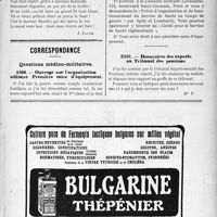 2824 - Page XLIX-2543 - Droit médico-professionnel. Lettre d’un opéré..., médecin lui-même ! / Correspondance. Questions médico-militaires. Ouvrage sur l’organisation militaire. Première mise d'équipement / Honoraires des experts au Tribunal des pensions