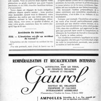 2827 - Page 2544 bis-LII - Correspondance. Questions médico-militaires. Mise au tableau d’avancement. Radiation des cadres / Accidents du travail. L’insolation est-elle un accident du travail ?