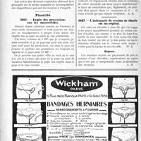 2831 - Page 2548-LVI - Correspondance. Médecine légale. Expertises médico-légales / Fiscalité. Impôt des prestations sur les automobiles / L’indemnité de cession de clientèle est un capital