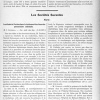 2856 - Page 2573 - Partie scientifique. L'Actualité Scientifique. La Presse. Le nitrate d’argent et le collargol en dermatothérapie [(Le Bulletin médical, 30 avril 1927)] / Les Sociétés Savantes. Paris. La méthode de Duchon dans le traitement des bronchopneumonies infantiles, (Soc. méd. des hôp. ; 3-6-1927)