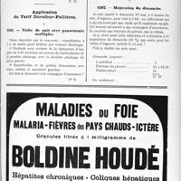 2882 - Page XLIX-2599 - Correspondance. Application du tarif Maginot-Marin. Tentative infructueuse d’extraction de corps étranger / Application du Tarif Durafour-Fallières. Visite de nuit avec pansements multiples / Majoration du dimanche