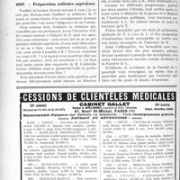 2889 - Page 2606-LVI - Correspondance. Questions médico-militaires. Indemnité aux réformés à 100 % pour tuberculose pulmonaire / Préparation militaire supérieure