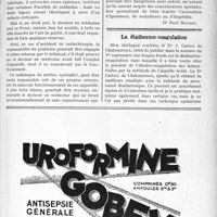 2898 - Page XI-2615 - Droit médico-professionnel. Utilisation d’appareils dangereux par le docteur en médecine / La diathermo-coagulation