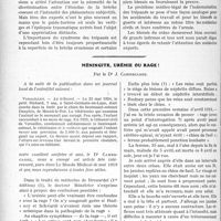 2907 - Page 2624 - Partie scientifique. Travaux Originaux. L’importance clinique et médico-légale des séquelles tardives des blessures du crâne, par A. Fribourg-Blanc / Méningite, urémie ou rage, par le Dr. J. Camescasse