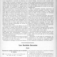 2914 - Page 2631 - Partie scientifique. L’Actualité Scientifique. La Presse. Du massage de la prostate [(Journal de médecine de Bordeaux, 23 février 1927)] / Les Sociétés Savantes. Paris. Traitement des maladies infectieuses parles injections de tapioca, (Soc. méd. des hôp. ; 1-7-1927)