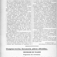 2931 - Page 2648 - Partie professionnelle. Travaux Originaux. La médecine et la santé publique [Dr. Paul Boudin] / Comptes rendus, documents, pièces officielles.... Centenaire de Villemin. Programme des cérémonies [Dr. Edgard Leroy]