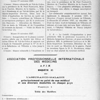 2932 - Page 2649 - Partie professionnelle. Comptes rendus, documents, pièces officielles.... Centenaire de Villemin. Programme des cérémonies [Dr. Edgard Leroy] / Association professionnelle internationale des médecins (A. P. I. M). Enquête sur l'assurance-maladie. principalement au point de vue médical et ses diverses modalités en chaque pays