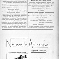 2962 - Page IX-2679 - Dernières nouvelles. Hôpitaux de Nîmes / A travers l'officiel. Lutte antivénérienne / Sanatoriums publics / Médecins de la police d’Etat de Marseille / Protection de la santé publique en Afrique Occidentale française