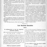 2983 - Page 2700 - Partie scientifique. L'Actualité Scientifique. La Presse. Les dermatoses par sensibilisation à la lumière / Les Sociétés Savantes. Paris. La streptococcémie au cours des congestions pulmonaires grippales, (soc. méd. des hôp. ; 6-5-1927) / Tétanie par hyperpnée spontanée, (soc. méd. des hôp. -, 13-5-1927) [(Paris médical, 1er février 1927)] / Le test d’Aldrich et Mac Clure dans les maladies mentales, (soc. méd. des hôp. ; 13-5-1927)
