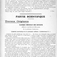 3033 - Page 2748 - Propos du jour. Le XIXe Congrès de l’Association des médecins dé langue française [J. Noir] / Partie scientifique. Travaux Originaux. Clinique médicale des enfants, (Hôpital des Enfants-Malades), M. le professeur Nobécourt. L’anémie scorbutique de la première enfance. L’avitaminose C