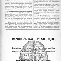 3135 - Page 2848 bis-VIII - Dernières nouvelles. Hôpital Saint-Joseph / Chirurgie de l’appareil oto-rhino-laryngologique / Lyon. Hommage au professeur Lannois / Paris. Dispensaire de salubrité / Faculté de médecine de Lille. Adjuvat / Lille. Ecole d’infirmières / Réunion annuelle de la Société de psychothérapie