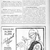 3136 - Page IX-2849 - Dernières nouvelles. Réunion annuelle de la Société de psychothérapie / Hôpitaux de Paris. Concours de l’externat / Hôtel-Dieu. Maladies des voies digestives / « Petites misères, grandes maladies » / Légion d’honneur / L’Année Médicale Pratique