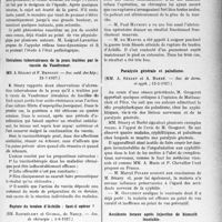 3156 - Page 2869 - Partie scientifique. L'Actualité Scientifique. Les Sociétés Savantes. Paris. Le réflexe tono-dynamique, (Soc. méd. des hôp. ; 24-6-1927) / Ulcérations tuberculeuses de la peau traitées par le vaccin de Vau Dr. emer, (Soc. méd. des hôp. ; 22-7-1927. } / Rupture du tendon d’Achille : faut-il opérer ?, (Soc. de chirurgie ; 1-6-1927) / Paralysie générale et paludisme, (Soc. de derm. et syph. ; 12-5-1927) / Accidents locaux après injection de bismuth insoluble, (Soc. de derm. et syph. ; 12-5-1927)