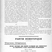 3261 - Page 2970 - Propos du jour. Les mystères de la préhistoire. L’énigme de Glozel / Partie scientifique. Travaux Originaux. Etude critique des signes cliniques qui permettent le diagnostic d'une paraplégie spasmodique, par L. Girot