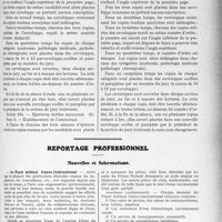 3302 - Page 3011 - Partie professionnelle, Hygiène, Assistance, Mutualité, Intérêts corporatifs, Variétés. Comptes rendus, documents, pièces officielles.... Les concours des hôpitaux de Paris / Reportage professionnel. Nouvelles et Informations. Le Foyer médical franco-international