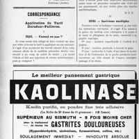 3307 - Page 3016-LVIII - Faits cliniques. Fièvre puerpérale / Correspondance. Application du Tarif Durafour-Fallières. Cumul ou non ? / Incisions multiples