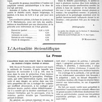3335 - Page 3044 - Partie scientifique. Travaux Originaux. Phytothérapie tropicale. Le Pring, par le Dr. M. Tirouvanziam / L’Actualité Scientifique. La Presse. L’anesthésie locale sous-cutanée dans le traitement des douleurs d’origine viscérale et séreuse [(La Presse médicale, 20 mars 1927)] / L’appendicectomie rétrograde, dite « sous-séreuse » [(La Presse médicale, 5 février 1927)]