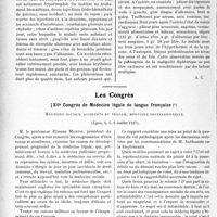3343 - Page 3052 - Partie scientifique. L’Actualité Scientifique. Les Sociétés Savantes. Lyon. Société médicale des hôpitaux. Bons effets de la convallamarine / Accidents bismuthiques multiples / Syndrome malin après une angine diphtérique légère / Les Congrès. IXIIe Congrès de Médecine légale de langue française. Médecine sociale, accidents du travail, médecine professionnelle, (Lyon, 4, 5, 6 juillet 1927). Le vol pathologique, Mm. Raviart, Vullien et Nayrac
