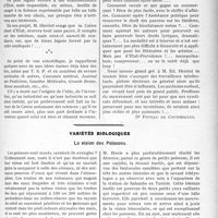 3358 - Page 3067 - Partie professionnelle, Hygiène, Assistance, Mutualité, Intérêts corporatifs, Variétés. Travaux Originaux. Mutualité familiale. La « caisse a nationale des lettres arts et sciences [Dr. Ott, Dr. Foveau De Courmelles] / Variétés biologiques. La vision des Poissons [J. Noir]