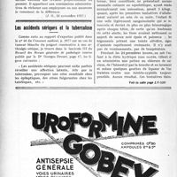 3453 - Page 3160-XII - A travers l’officiel. Réponses des Ministres aux questions des Parlementaires. Le prix de journée pour l’hospitalisation des accidentés du travail / Les accidents sériques et la tuberculose / Faits cliniques. Traitement d’un cas d’hémorragie intestinale chez un nouveau-né par l’hétérohémothérapie
